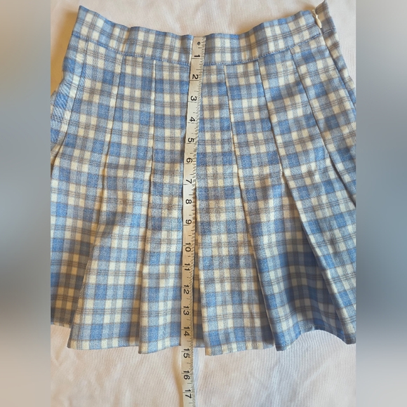 Better Be Blue and White Plaid Pleated Mini Skirt - Picture 4 of 5